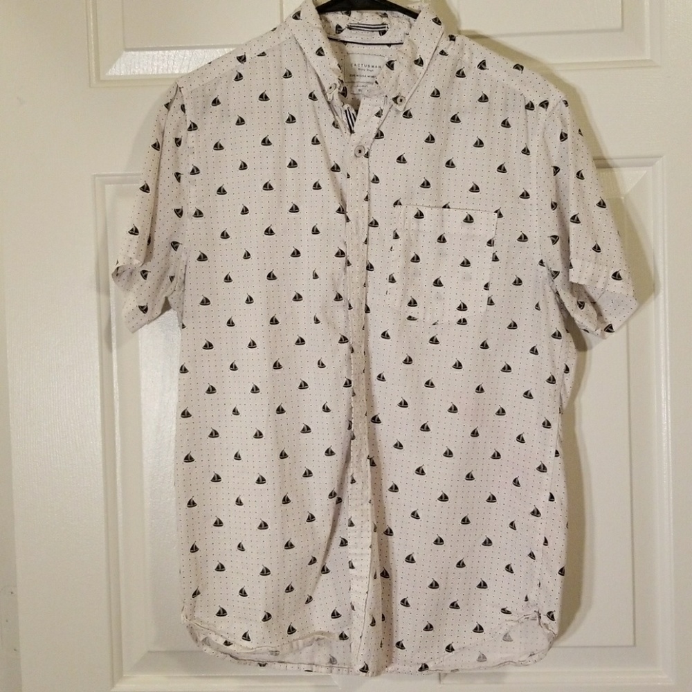 White Sail Boat Button Up